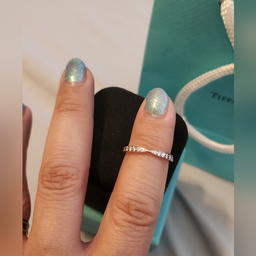 Tiffany & Co harmony diamond wedding band sz 6 rose gold ring